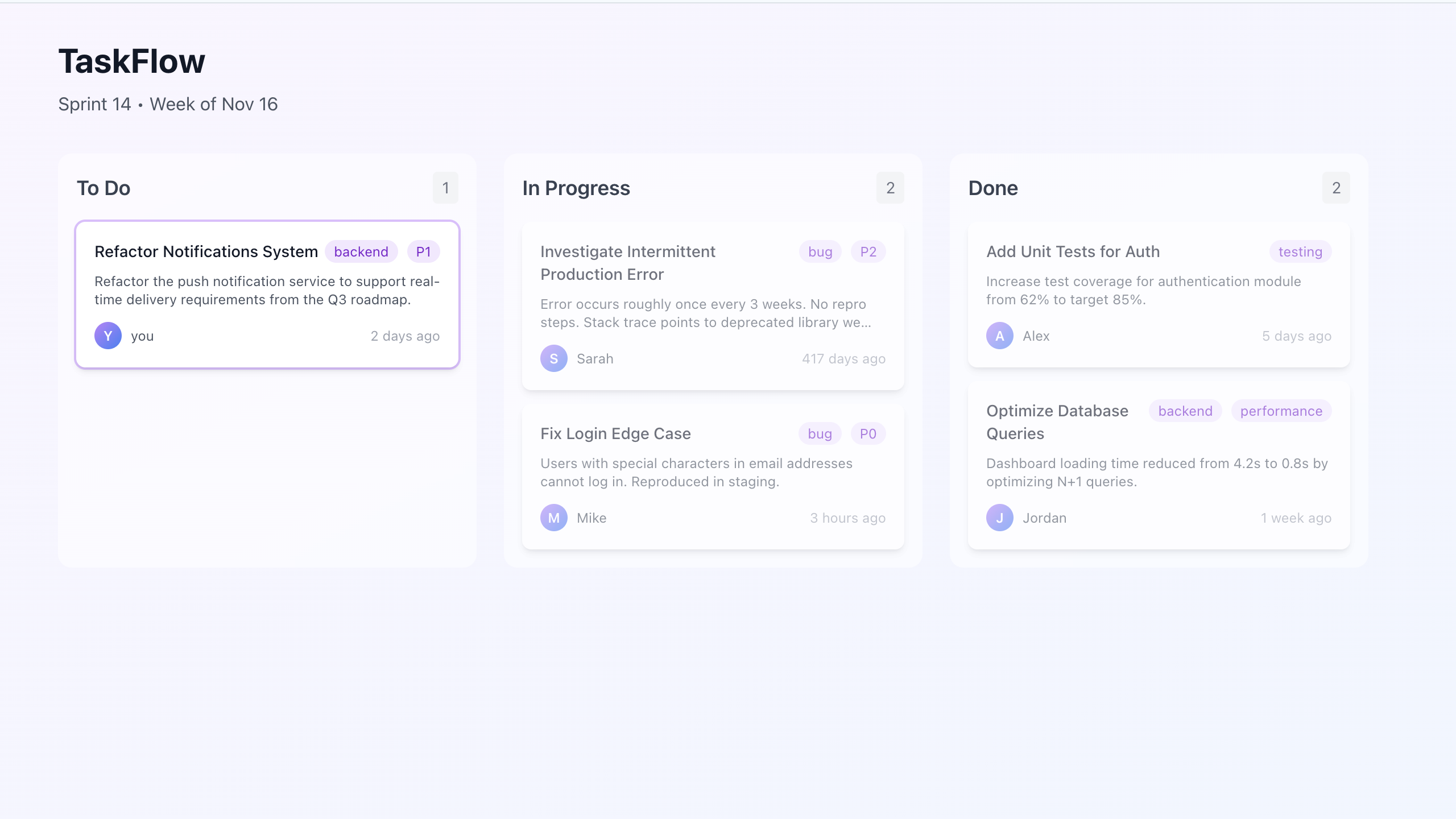 Move to 'In Progress'